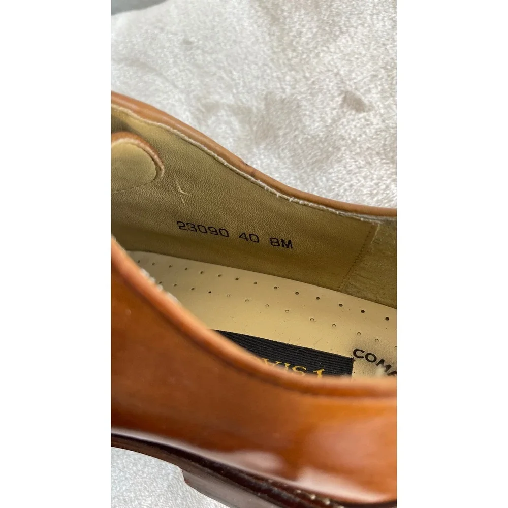 Stacy Adams Mens Cognac Brown Leather Bicycle Toe Oxford Dress Shoes 23090 8M
